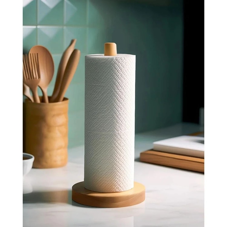 Bamboo Paper Towel Holder Countertop Stand