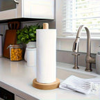Bamboo Paper Towel Holder Countertop Stand