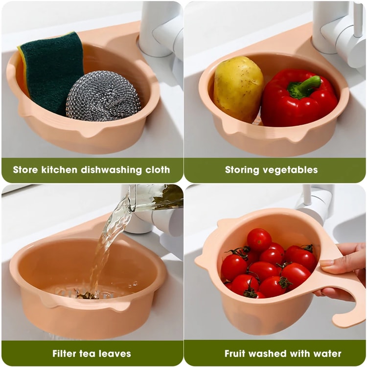 Most Reviewed Cat Shape Kitchen Sink Drain Basket and Faucet Filter Basket for Fruit and Vegetable Rinsing