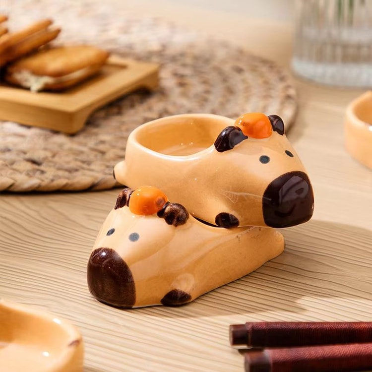 Hand-Painted Capybara Dipping Bowl 3.1in Ceramic Sauce Dish for Condiments and Snacks