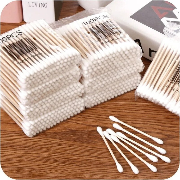 Natural Double Head Wood Cotton Swabs for Gentle Personal Care and Makeup Precision