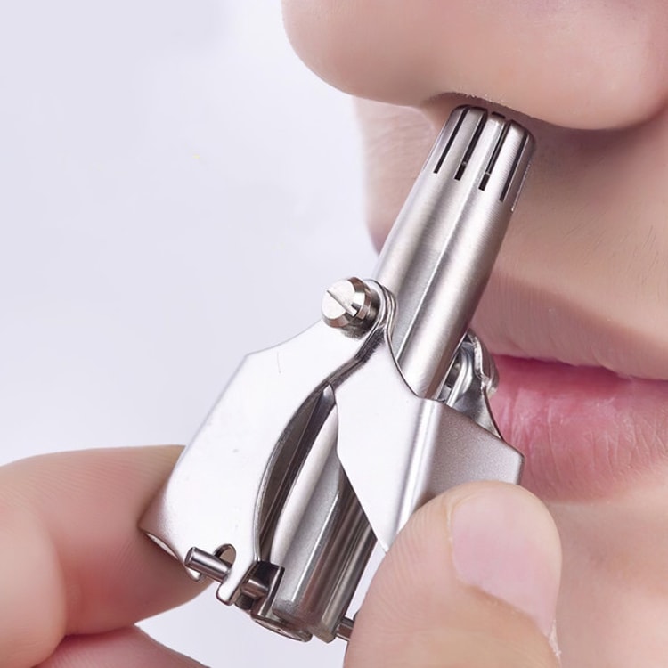 Effortless Personal Care - Portable Mini Nose Hair Trimmer, Manual Stainless Steel Design, Safe and Effective