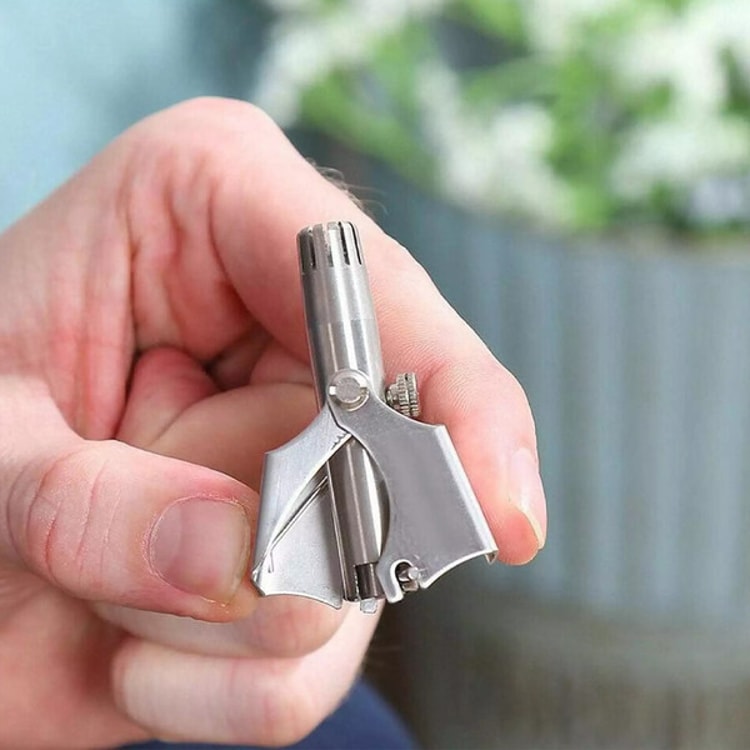 Effortless Personal Care - Portable Mini Nose Hair Trimmer, Manual Stainless Steel Design, Safe and Effective