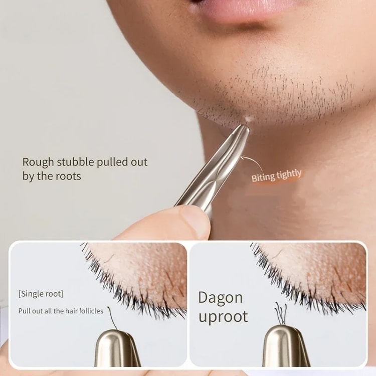 Heavy-Duty Stainless Steel Eyebrow Tweezers, Sharp Tips for Precise Facial Hair Grooming